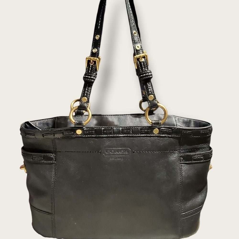 Coach Black Leather Laced Gallery Tote